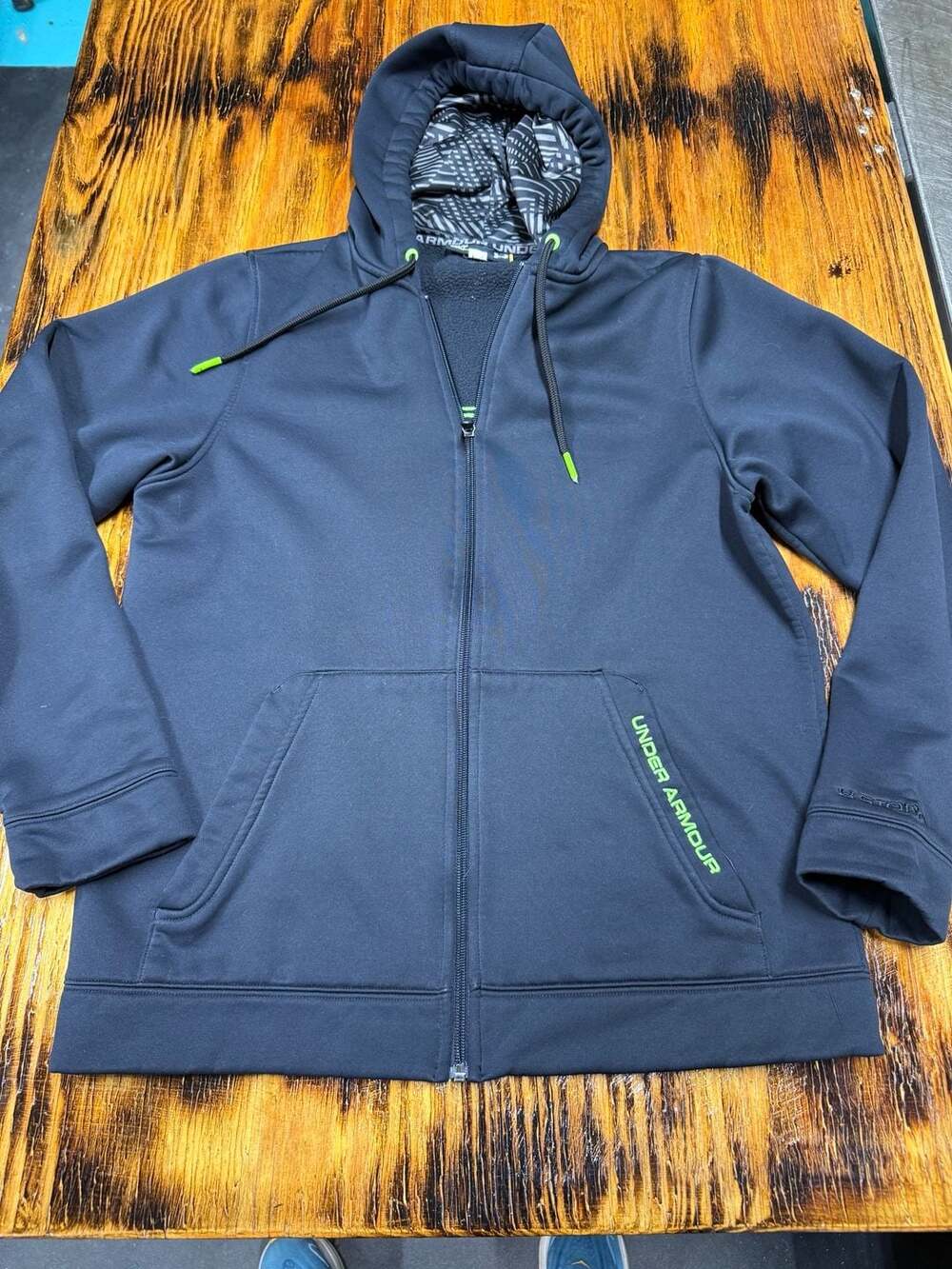 Under Armour Storm Full-Zip Hoodie Size SM Black Green Logo